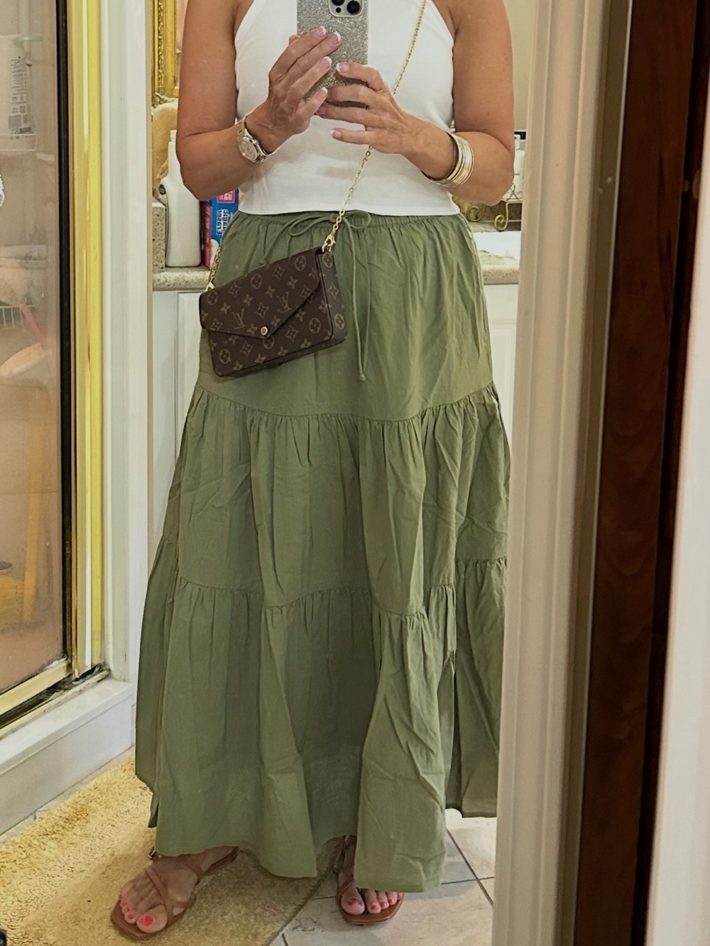 Becasa elastic waist / draw string tiered skirt